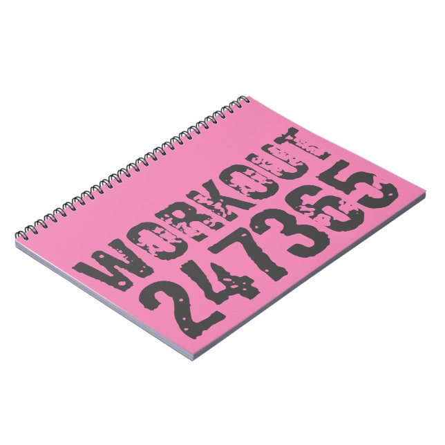 Worn out and scratched text Workout 247365 pink Notebook (Left Side)