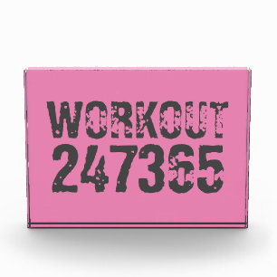 Worn out and scratched text Workout 247365 pink Photo Block