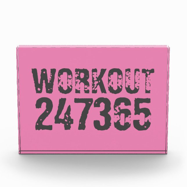 Worn out and scratched text Workout 247365 pink Photo Block (Front)