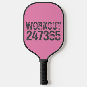 Worn out and scratched text Workout 247365 pink Pickleball Paddle