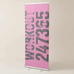 Worn out and scratched text Workout 247365 pink Retractable Banner