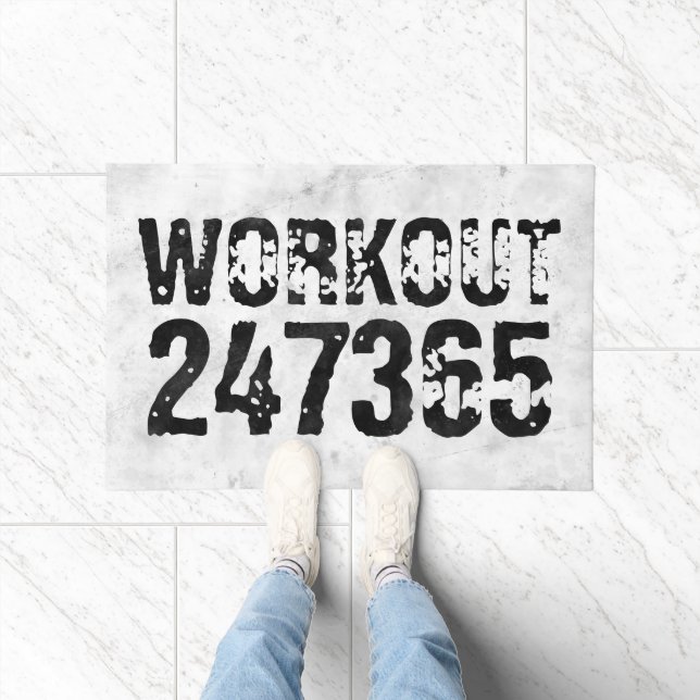 Worn out and scratched text Workout 247365 rustic Doormat (Indoor)