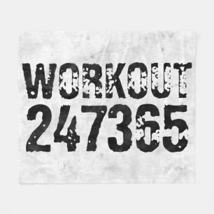 Worn out and scratched text Workout 247365 rustic Fleece Blanket