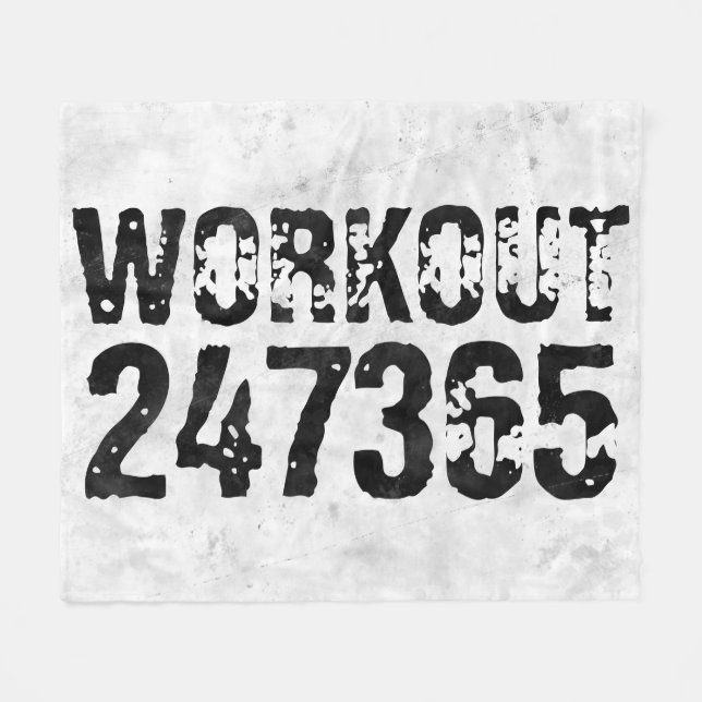 Worn out and scratched text Workout 247365 rustic Fleece Blanket (Front (Horizontal))