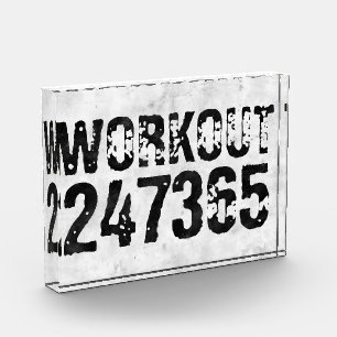 Worn out and scratched text Workout 247365 rustic Photo Block