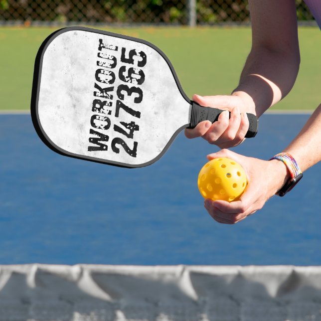Worn out and scratched text Workout 247365 rustic Pickleball Paddle (Insitu)