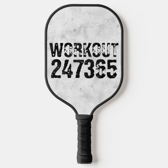 Worn out and scratched text Workout 247365 rustic Pickleball Paddle (Front)