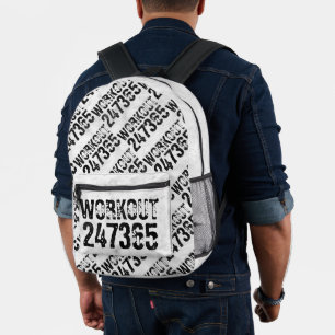 Worn out and scratched text Workout 247365 rustic Printed Backpack