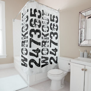 Worn out and scratched text Workout 247365 rustic Shower Curtain