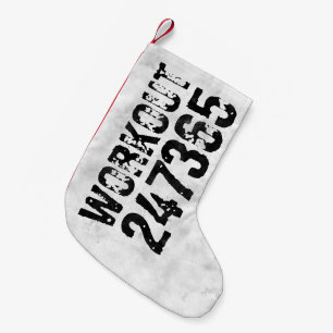 Worn out and scratched text Workout 247365 rustic Small Christmas Stocking