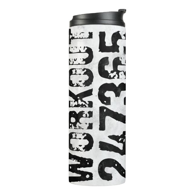 Worn out and scratched text Workout 247365 rustic Thermal Tumbler (Rotated Left)