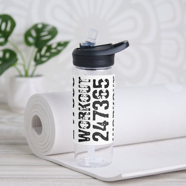 Worn out and scratched text Workout 247365 rustic Water Bottle (Yoga)