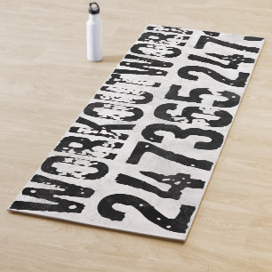 Worn out and scratched text Workout 247365 rustic Yoga Mat