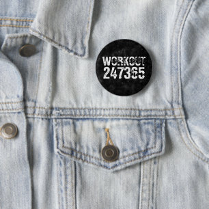 Worn out and scratched text Workout 247365 vintage 6 Cm Round Badge