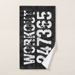 Worn out and scratched text Workout 247365 vintage Bath Towel Set