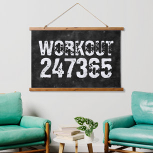 Worn out and scratched text Workout 247365 vintage Hanging Tapestry