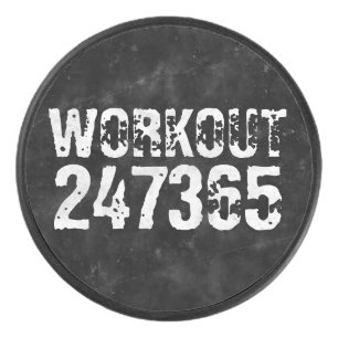 Worn out and scratched text Workout 247365 vintage Hockey Puck