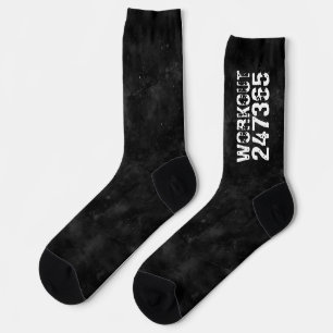 Worn out and scratched text Workout 247365 vintage Socks