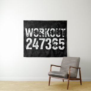 Worn out and scratched text Workout 247365 vintage Tapestry