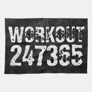 Worn out and scratched text Workout 247365 vintage Tea Towel