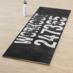Worn out and scratched text Workout 247365 vintage Yoga Mat