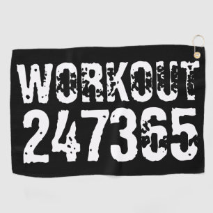 Worn out and scratched text Workout 247365 white Golf Towel