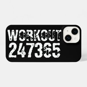 Worn out and scratched text Workout 247365 white iPhone 14 Case