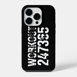 Worn out and scratched text Workout 247365 white iPhone 14 Pro Case