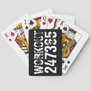 Worn out and scratched text Workout 247365 white Playing Cards