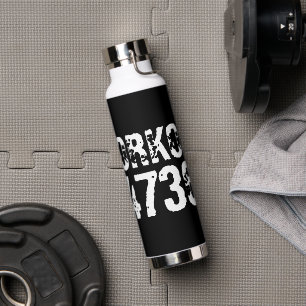 Worn out and scratched text Workout 247365 white Water Bottle