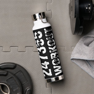 Worn out and scratched text Workout 247365 white Water Bottle