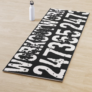 Worn out and scratched text Workout 247365 white Yoga Mat