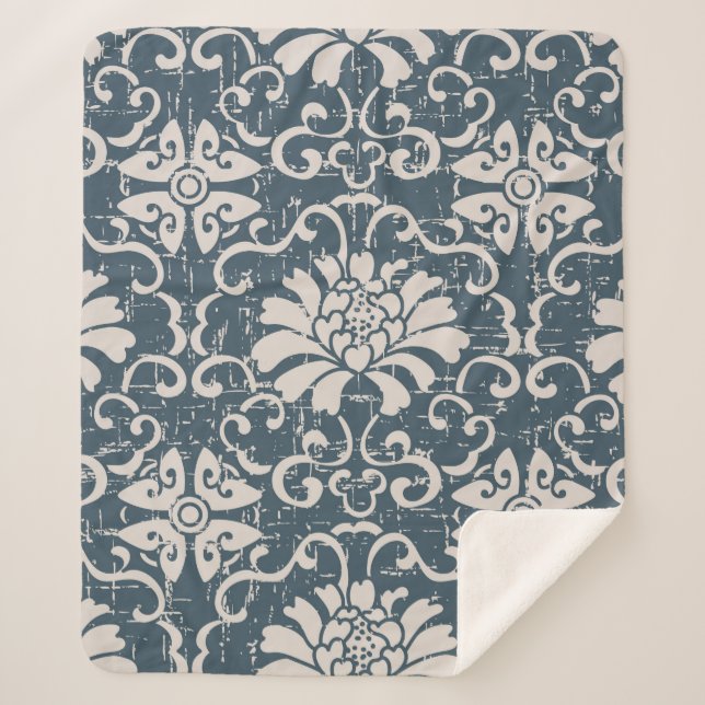 Worn out antique seamless background botanic spira sherpa blanket (Front)