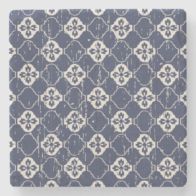 Worn Out Flowers: Vintage Seamless Stone Coaster (Front)
