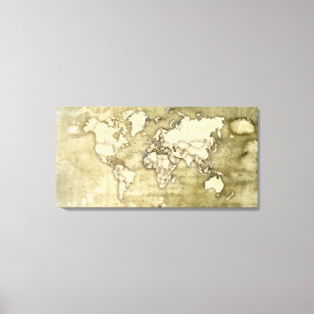 Worn Paper World Map Canvas Print (Front)