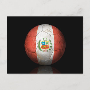 Worn Peruvian Flag Football Soccer Ball Postcard