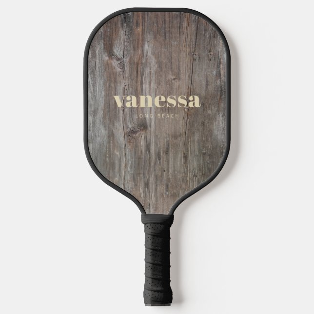 Worn Planks Minimal Modern Classic Name Pickleball Paddle (Front)