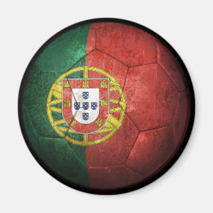 Worn Portuguese Flag Football Soccer Ball Magnet