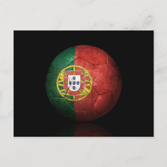 Worn Portuguese Flag Football Soccer Ball Postcard (Front)