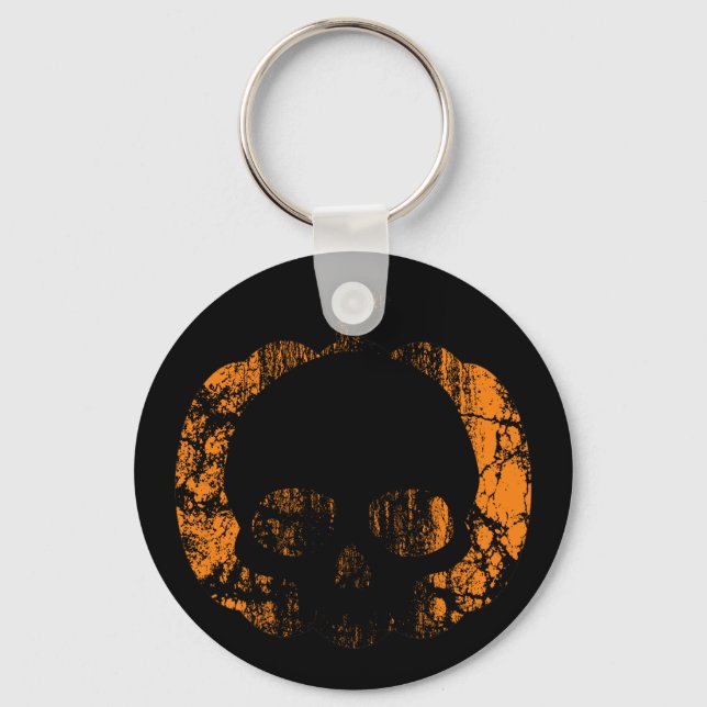 Worn Pumpkin Skull Key Ring (Front)