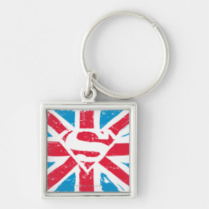 Worn S-Shield Over Flag Key Ring