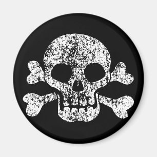 Worn Skull and Crossbones Magnet