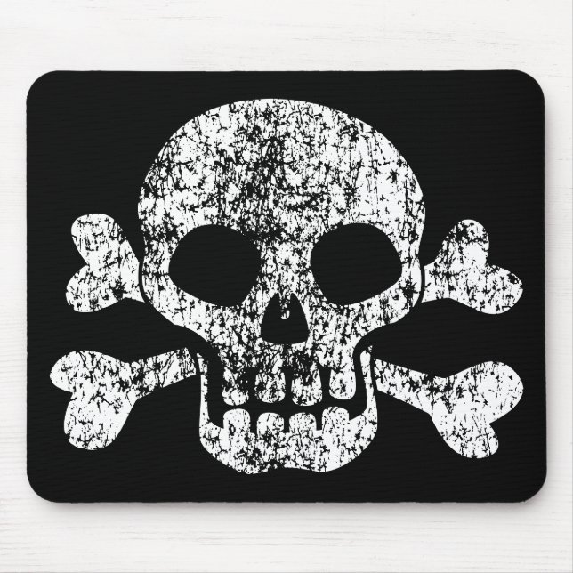 Worn Skull and Crossbones Mouse Mat (Front)