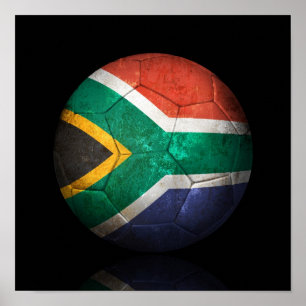 Worn South African Flag Football Soccer Ball Poster
