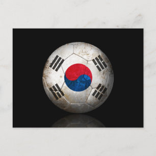 Worn South Korean Flag Football Soccer Ball Postcard