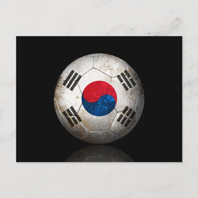 Worn South Korean Flag Football Soccer Ball Postcard (Front)