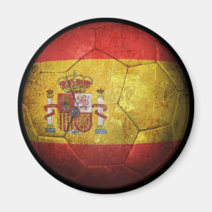Worn Spanish Flag Football Soccer Ball Magnet