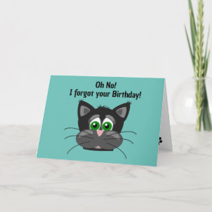Worried Cat Design Greeting Card