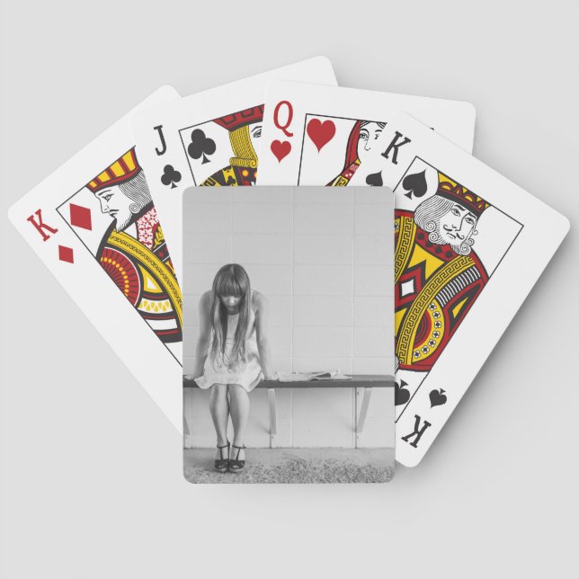 Worried Girl Playing Cards (Back)