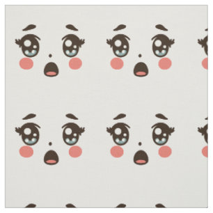 worried girly cartoon doll face art illustrations fabric